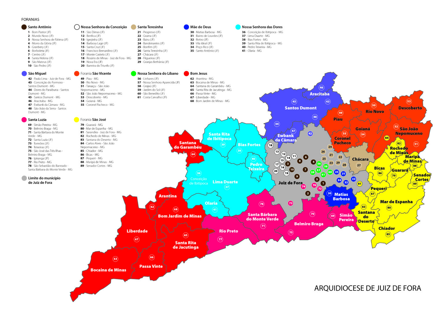 Mapa da Igreja Particular de Juiz de Fora Arquidiocese de Juiz de Fora Mapa da Igreja Particular de Juiz de Fora Arquidiocese de Juiz de Fora